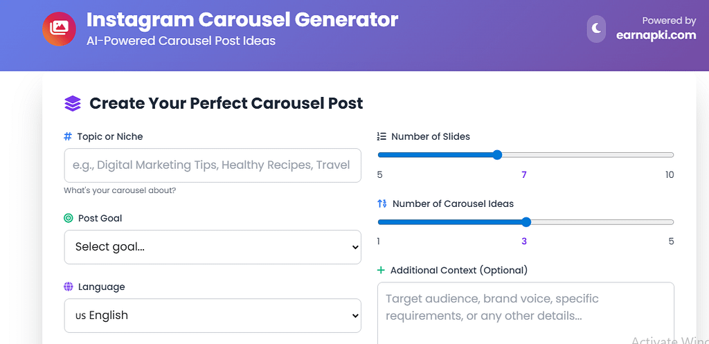 Instagram Carousel Generator