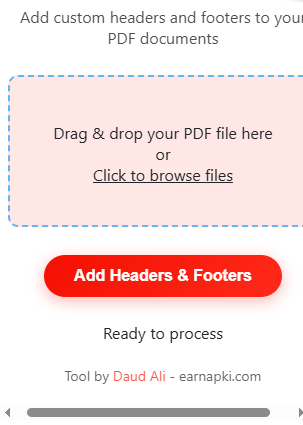 PDF header & footer tool