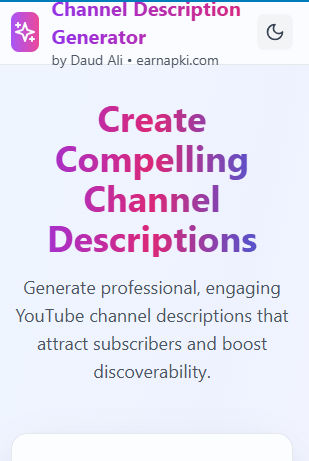 earnapki channel description generator