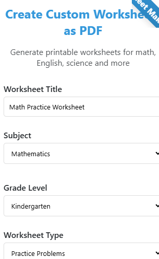 Create Custom Worksheets as PDF