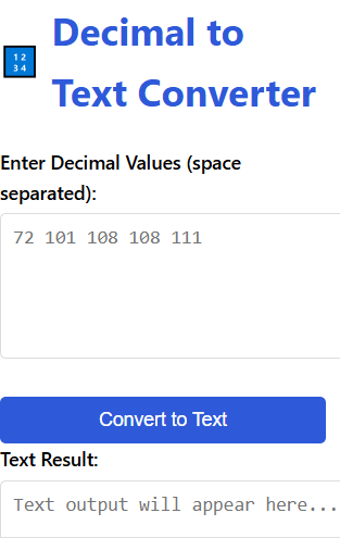 Decimal to Text Converter