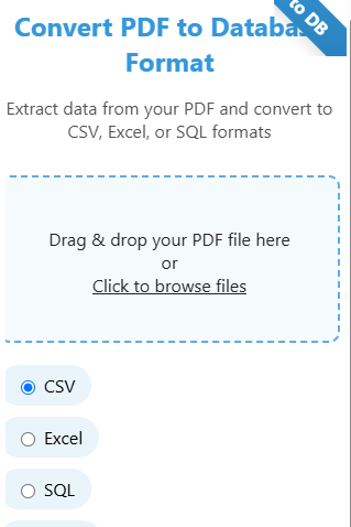 Convert PDF to Database Format
