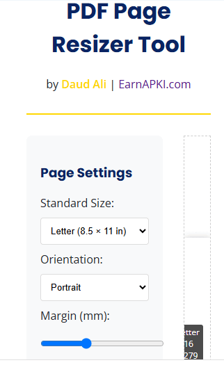 PDF page resizer tool