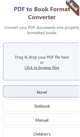 PDF to book format converter