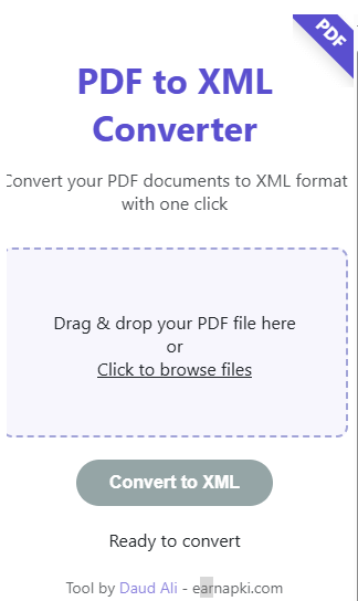 Free PDF to XML Converter