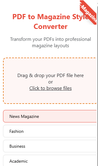 PDF to magazine style converter