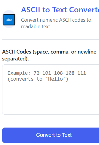 ASCII to Text Conversion