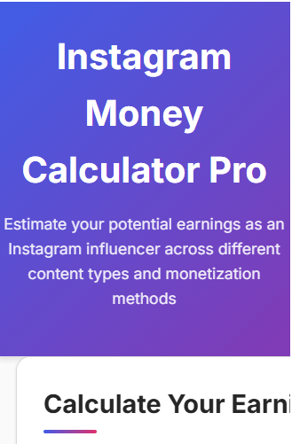 Instagram Money Calculator tool