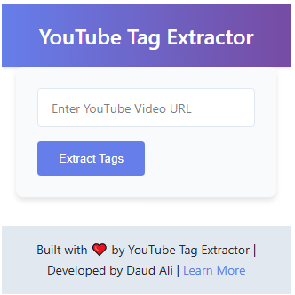 YouTube Tag Extractor Tool