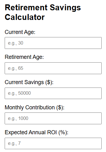 Retirement Savings Calculator