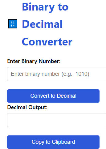 Binary to Decimal Converter