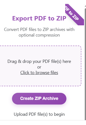 Export PDF to ZIP