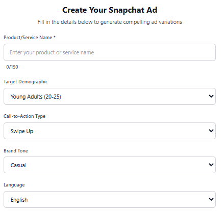 Snapchat Ad Generator Tool
