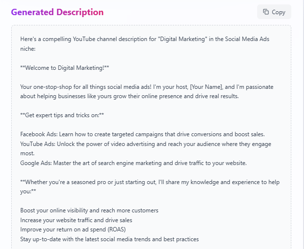Channel Description Generator