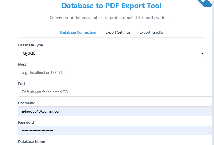 Database to PDF Export Tool
