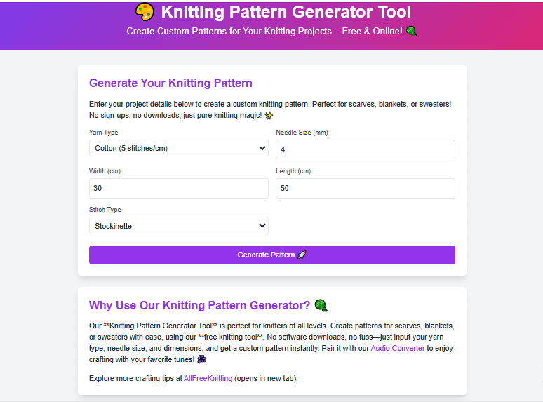 AI Knitting Pattern Generator