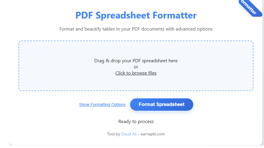 PDF spreadsheet formatter
