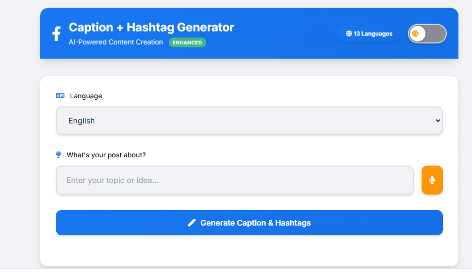 Facebook Caption Generator tool